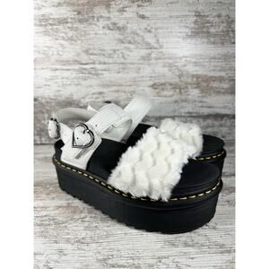Women's Dr. Martens Voss Quad Fluffy Leather/Faux Fur Platform Sandals Sz 8 EUC!